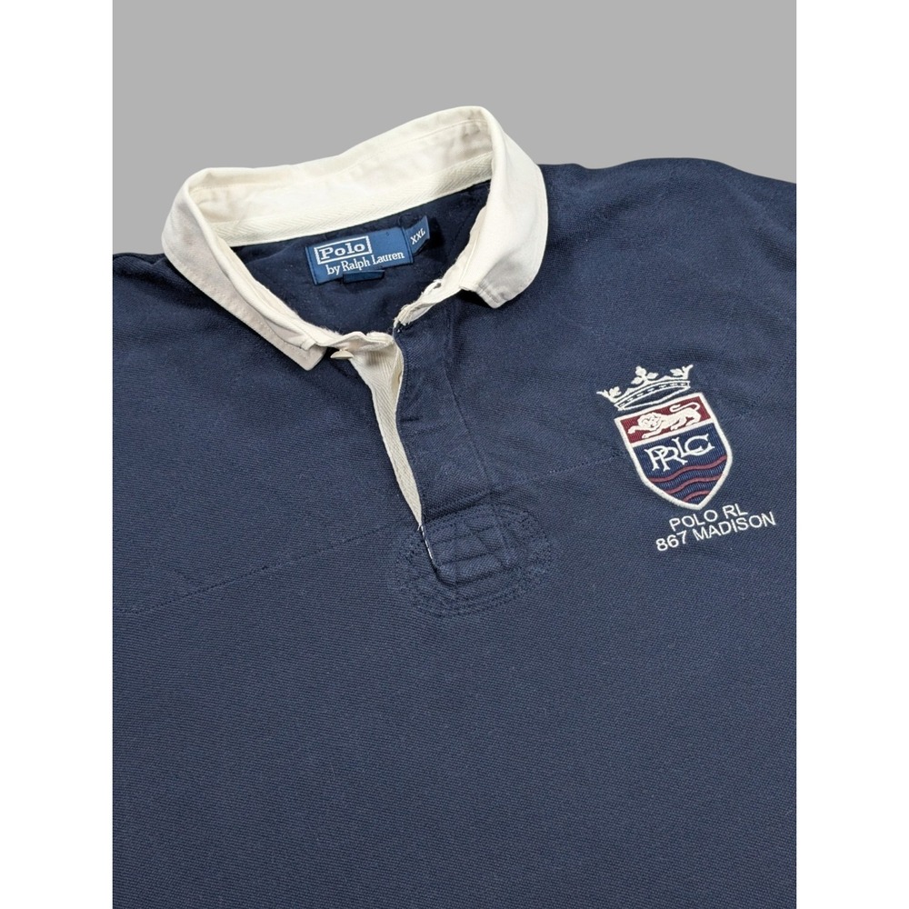 Polo Ralph Lauren Rugby Polo Shirt Men XXL Navy 867 Madison Crest Vintage Y2K
